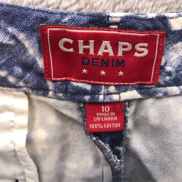 Chaps Denim Womens Capri Jeans Size 10 Floral Batik Indigo Blue Boho Chic Casual - Picture 3 of 11